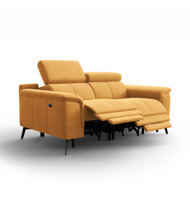 Canapé Relax 2 places FIERO, tissu velours jaune