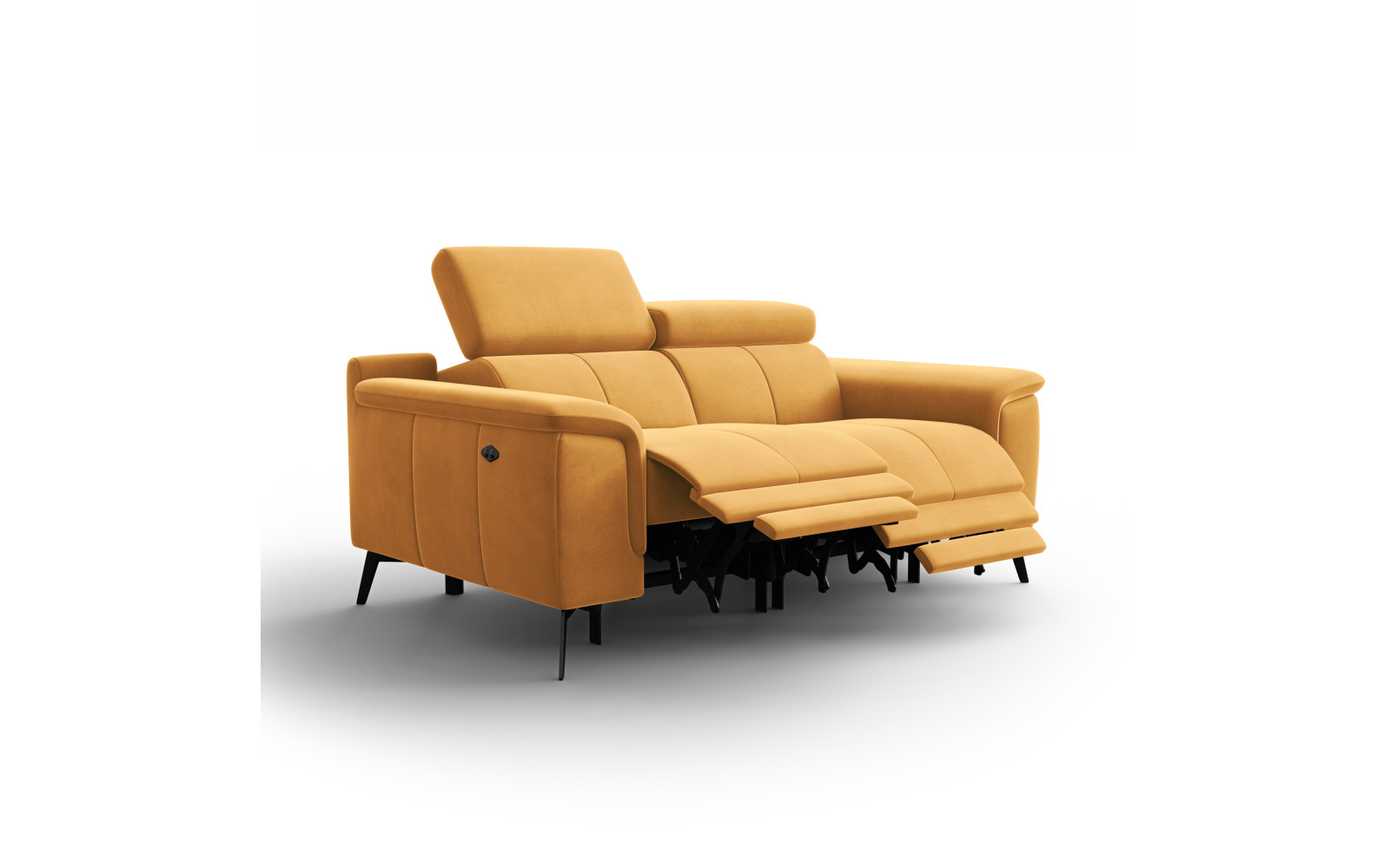 Canapé Relax 2 places FIERO, tissu velours jaune