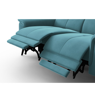 Canapé Relax 2 places FIERO, tissu velours turquoise