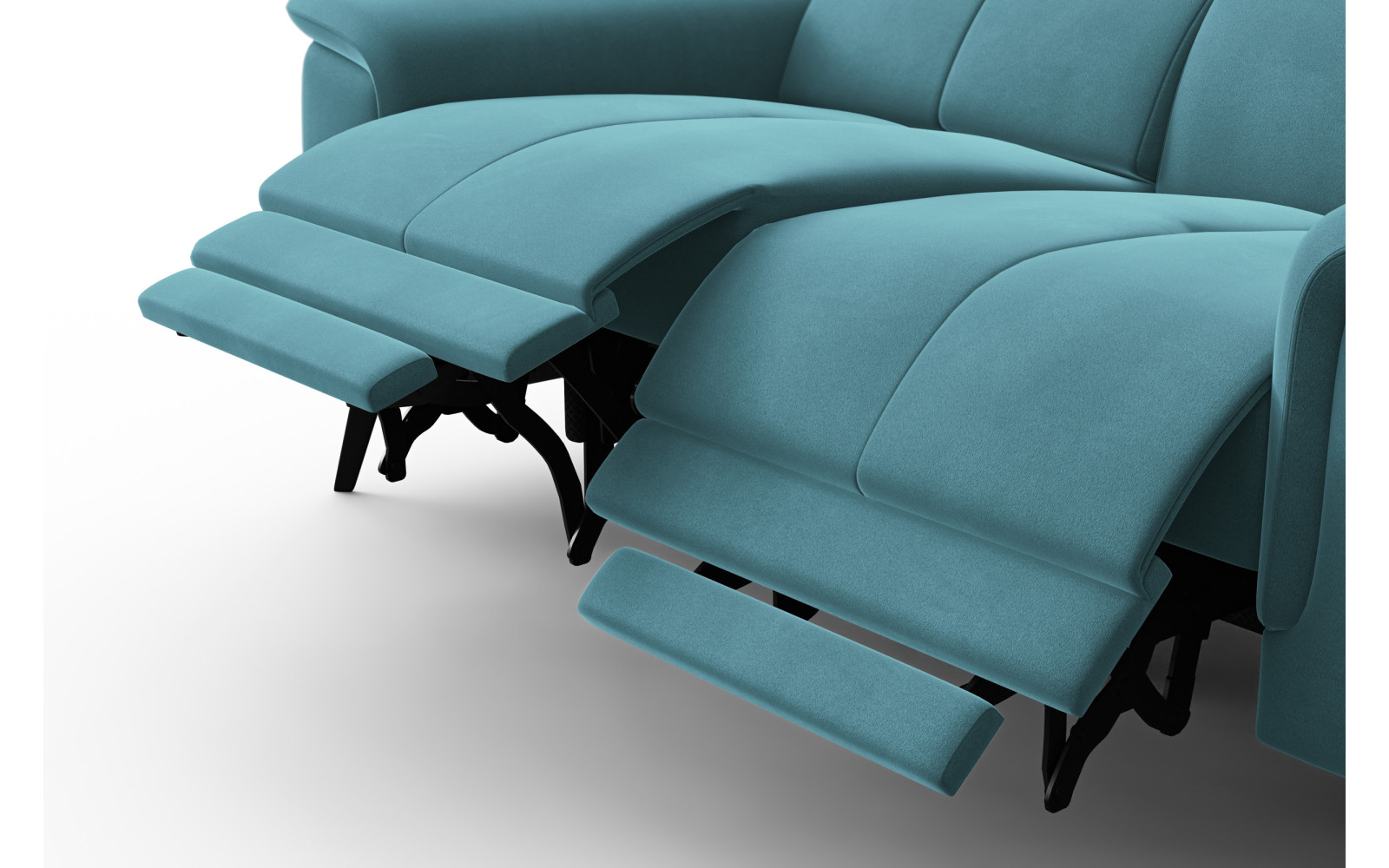 Canapé Relax 2 places FIERO, tissu velours turquoise