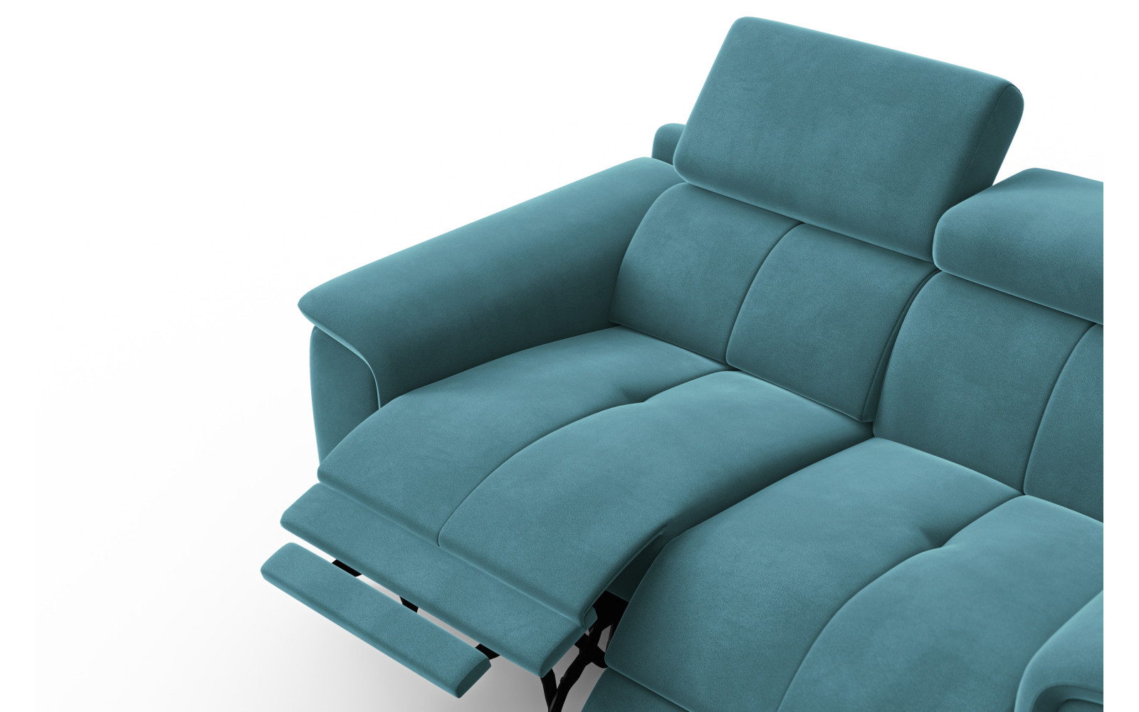 Canapé Relax 2 places FIERO, tissu velours turquoise