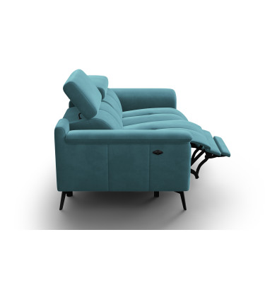 Canapé Relax 2 places FIERO, tissu velours turquoise