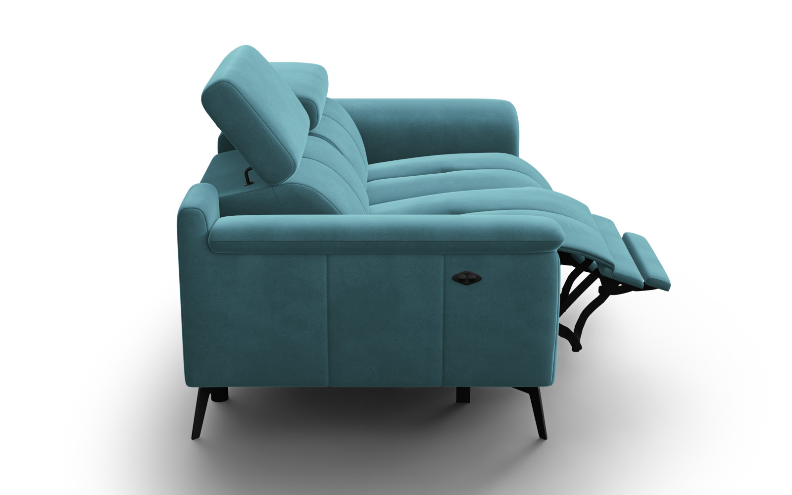 Canapé Relax 2 places FIERO, tissu velours turquoise