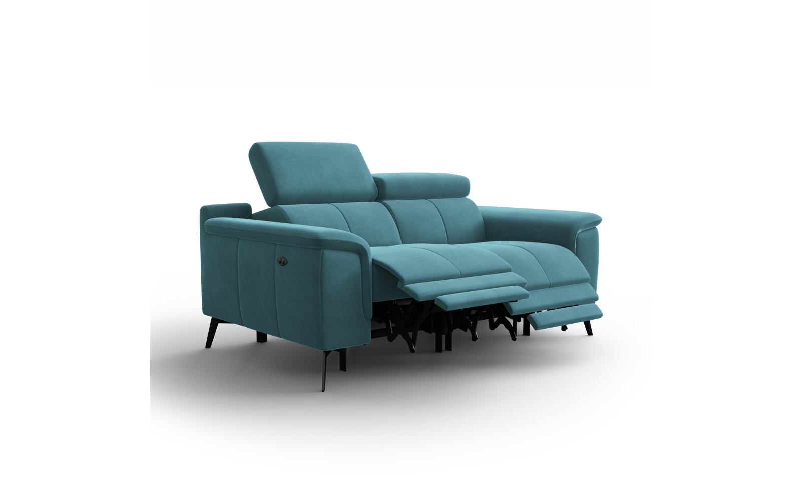 Canapé Relax 2 places FIERO, tissu velours turquoise