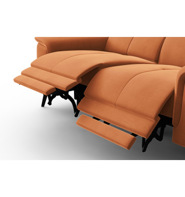Canapé Relax 2 places FIERO, tissu velours orange