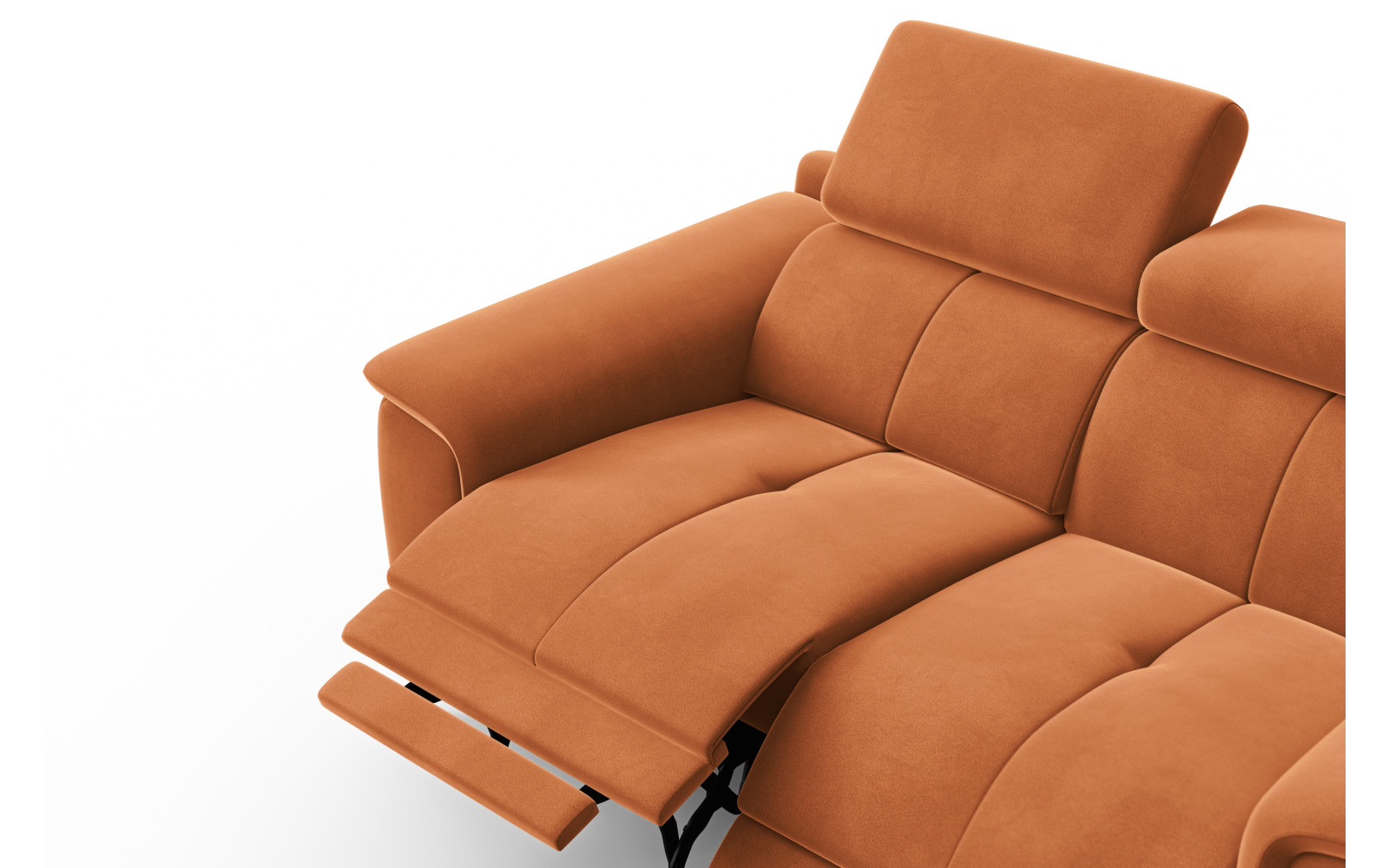 Canapé Relax 2 places FIERO, tissu velours orange
