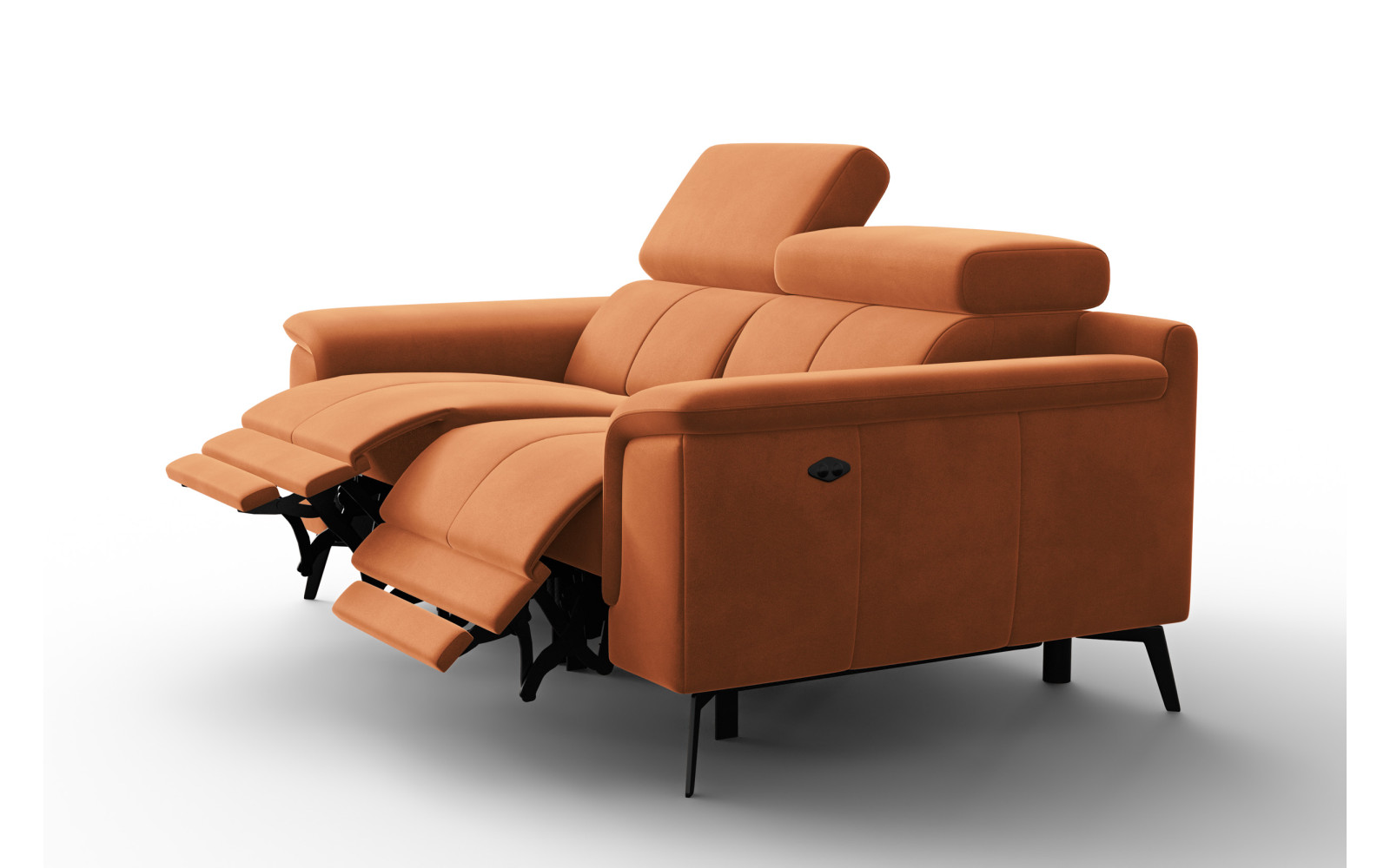 Canapé Relax 2 places FIERO, tissu velours orange