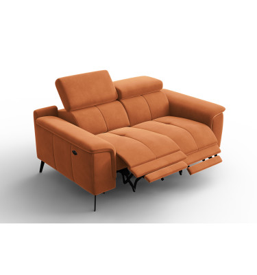 Canapé Relax 2 places FIERO, tissu velours orange