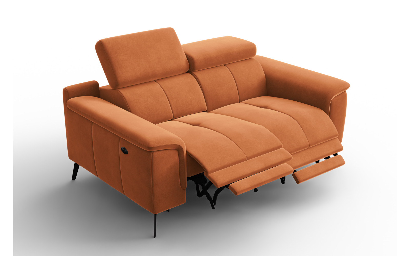 Canapé Relax 2 places FIERO, tissu velours orange