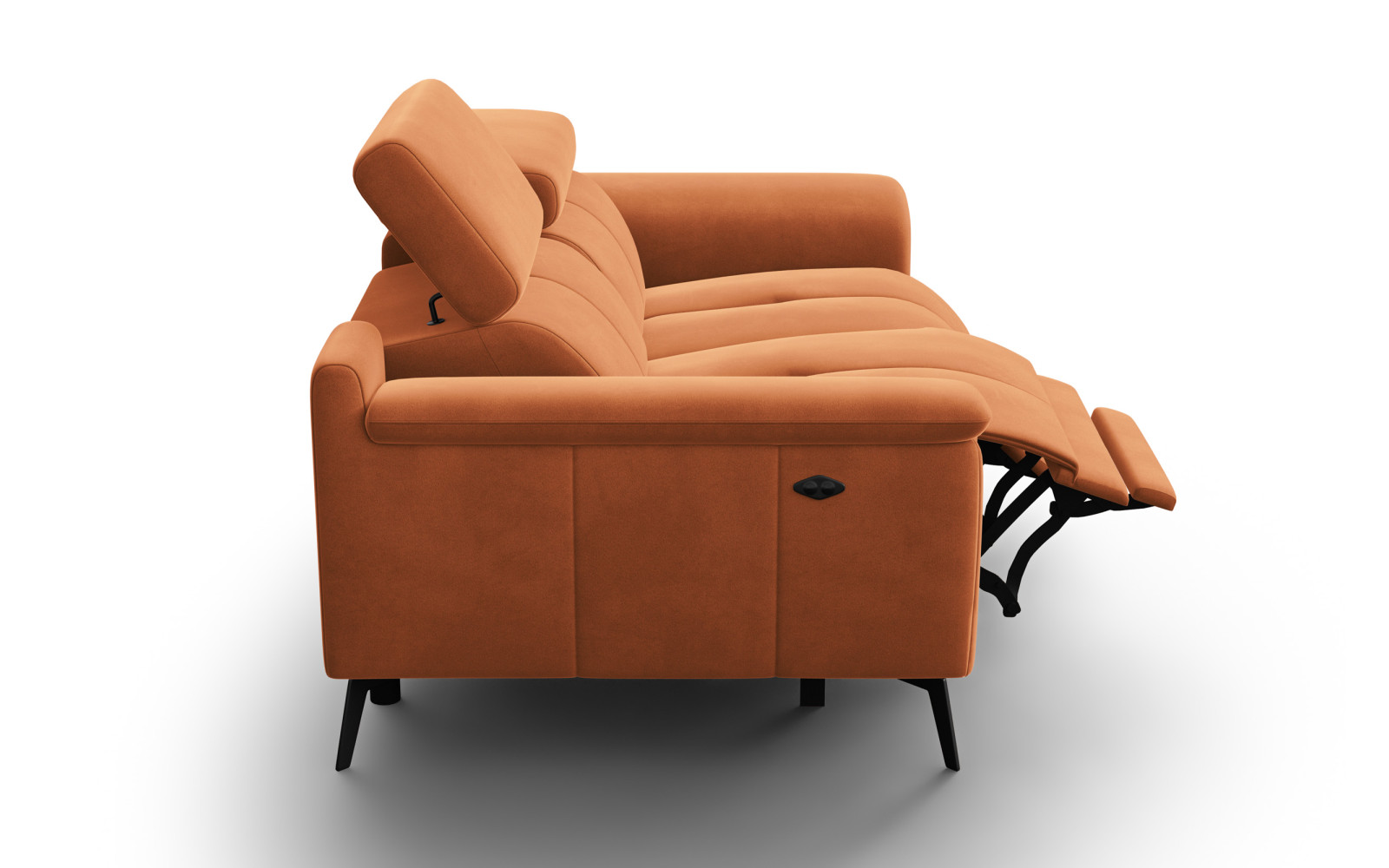 Canapé Relax 2 places FIERO, tissu velours orange