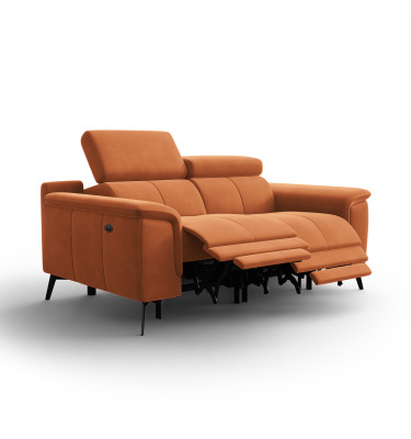 Canapé Relax 2 places FIERO, tissu velours orange