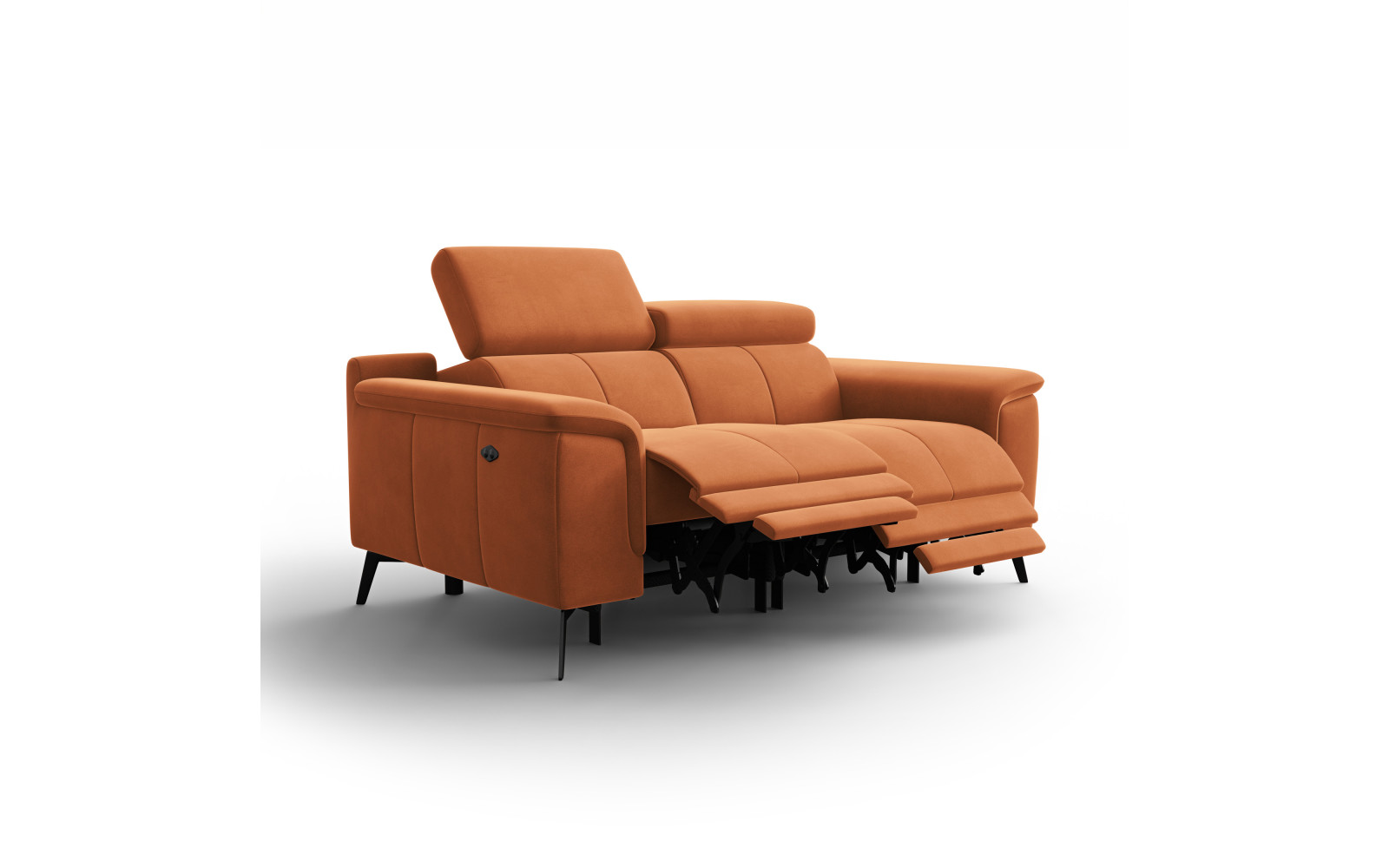 Canapé Relax 2 places FIERO, tissu velours orange