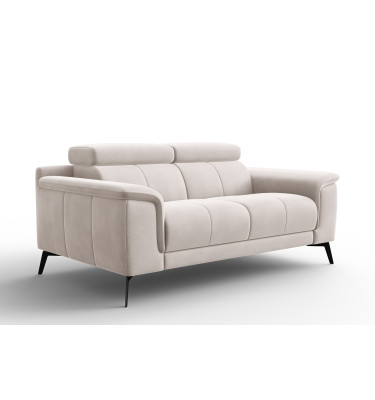 Canapé 2 places FIERO, tissu velours beige