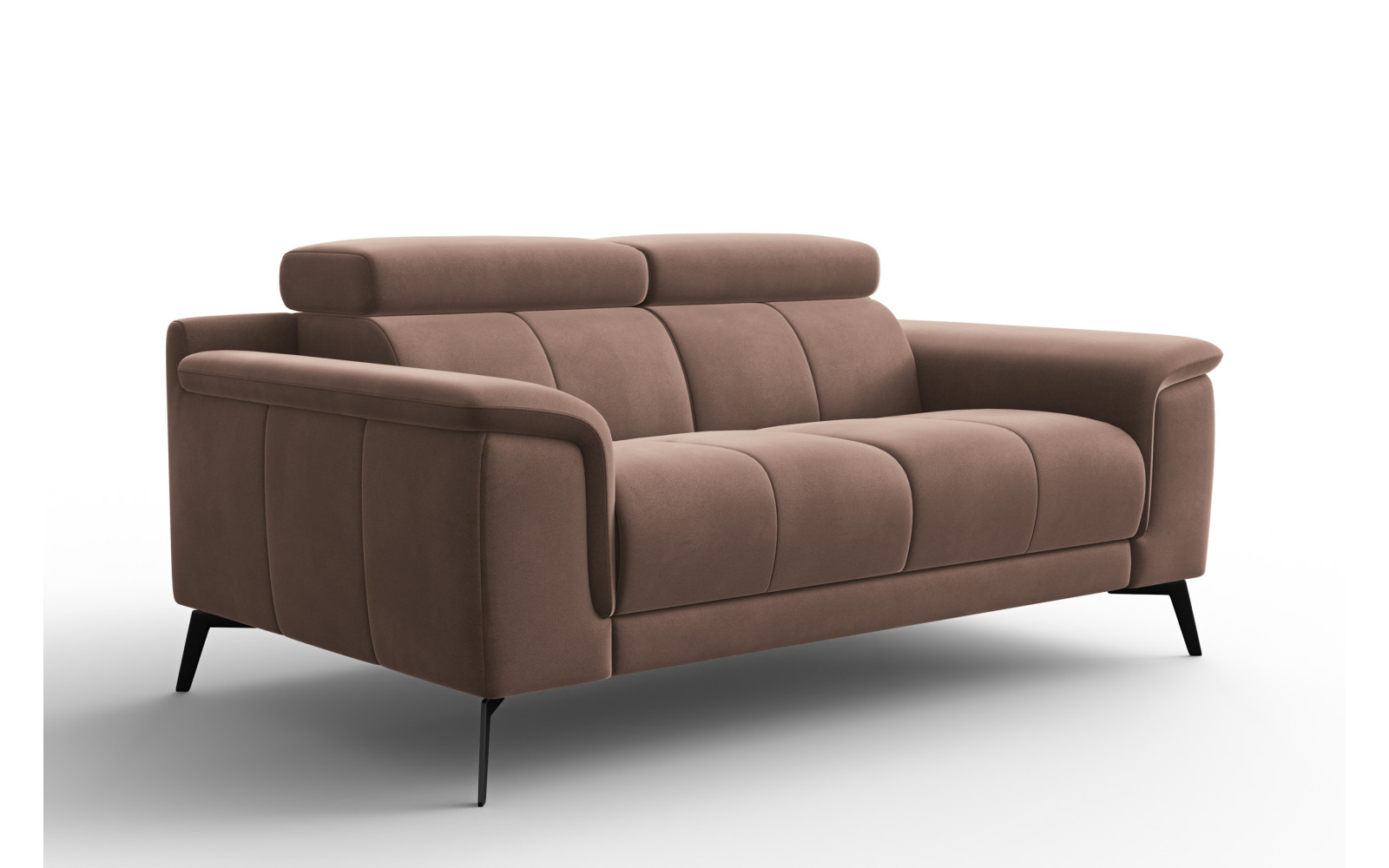 Canapé 2 places FIERO, tissu velours marron