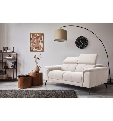 Canapé 2 places FIERO, tissu velours beige