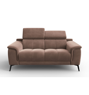 Canapé 2 places FIERO, tissu velours marron