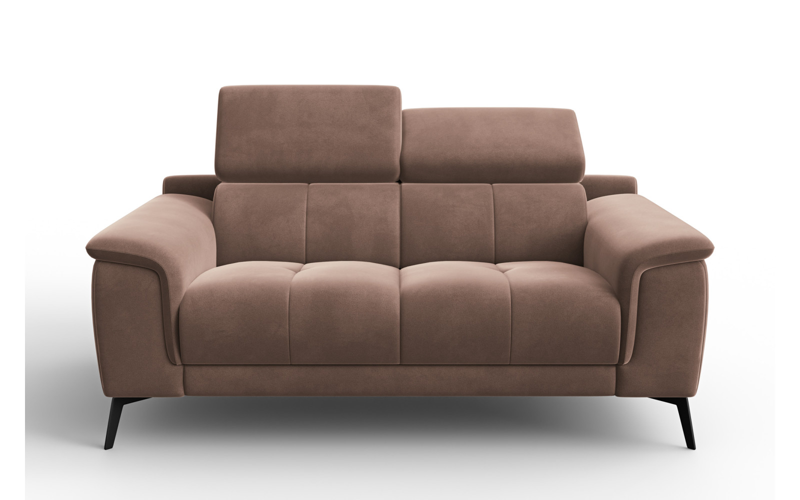 Canapé 2 places FIERO, tissu velours marron