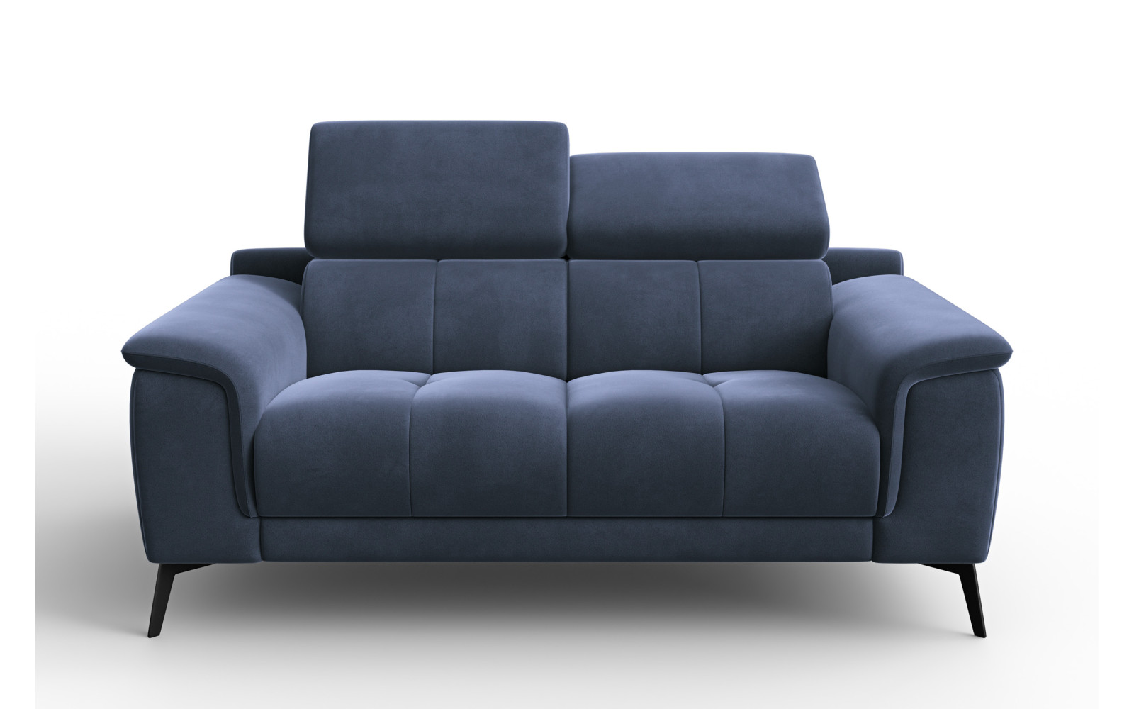 Canapé 2 places FIERO, tissu velours bleu marine