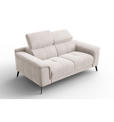 Canapé 2 places FIERO, tissu velours beige