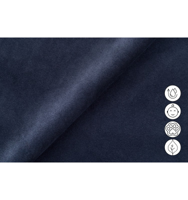 Canapé 2 places FIERO, tissu velours bleu marine