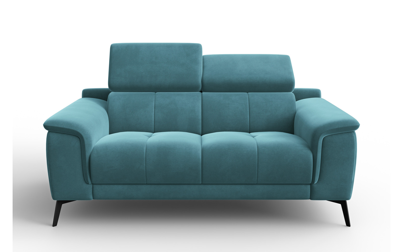 Canapé 2 places FIERO, tissu velours turquoise