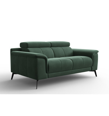 Canapé 2 places FIERO, tissu velours vert