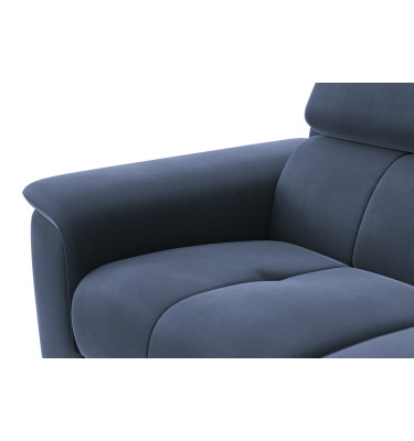 Canapé 2 places FIERO, tissu velours bleu marine