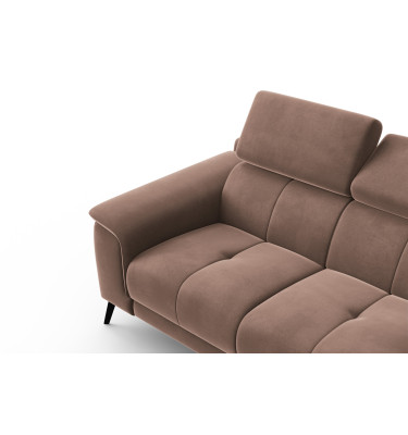 Canapé 2 places FIERO, tissu velours marron