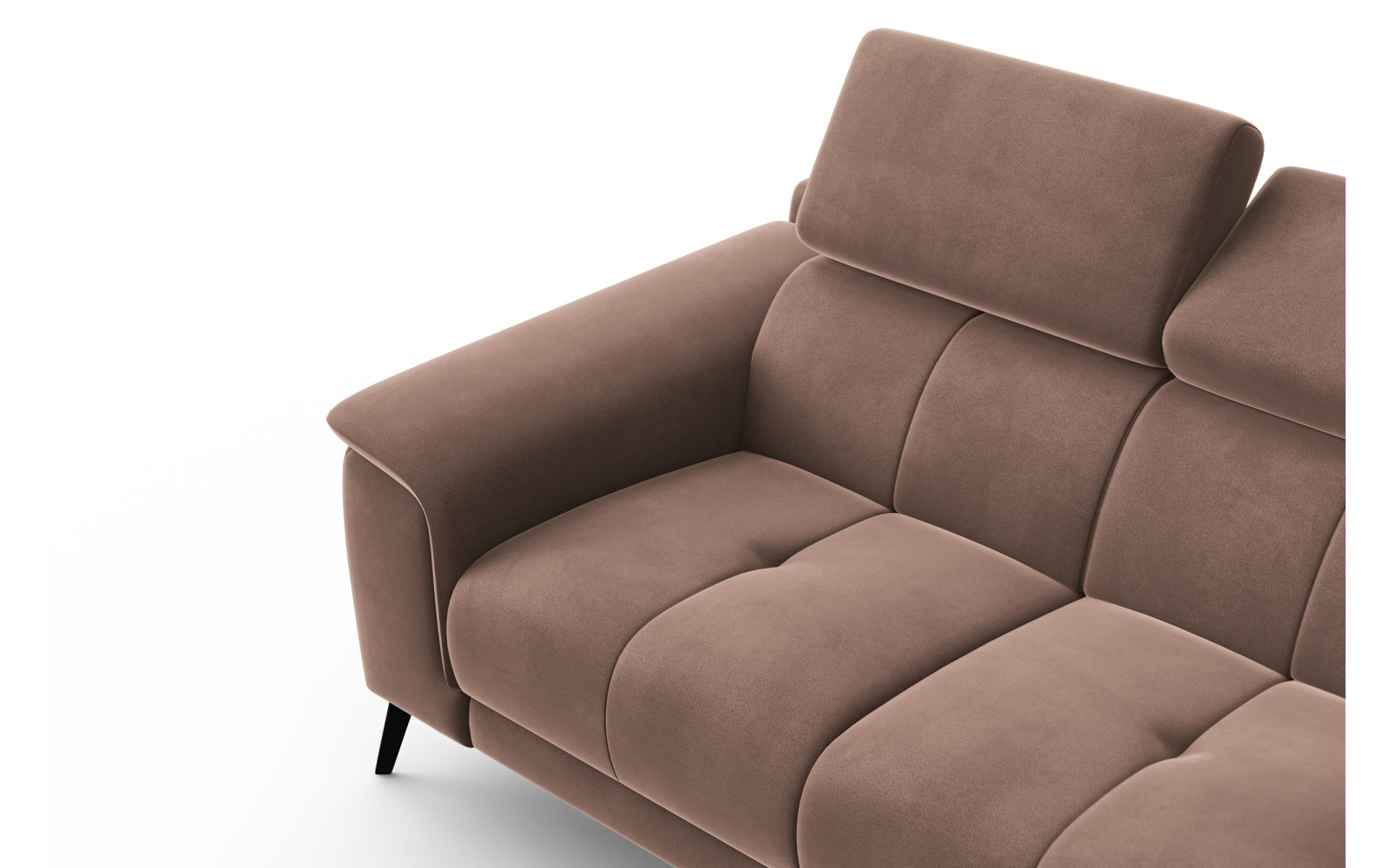 Canapé 2 places FIERO, tissu velours marron