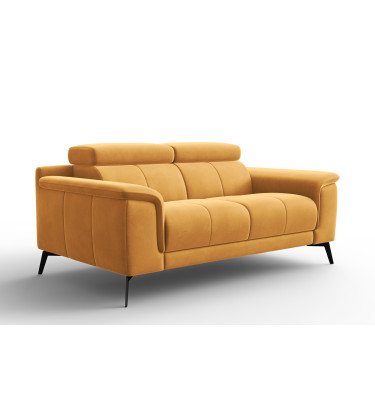 Canapé 2 places FIERO, tissu velours jaune