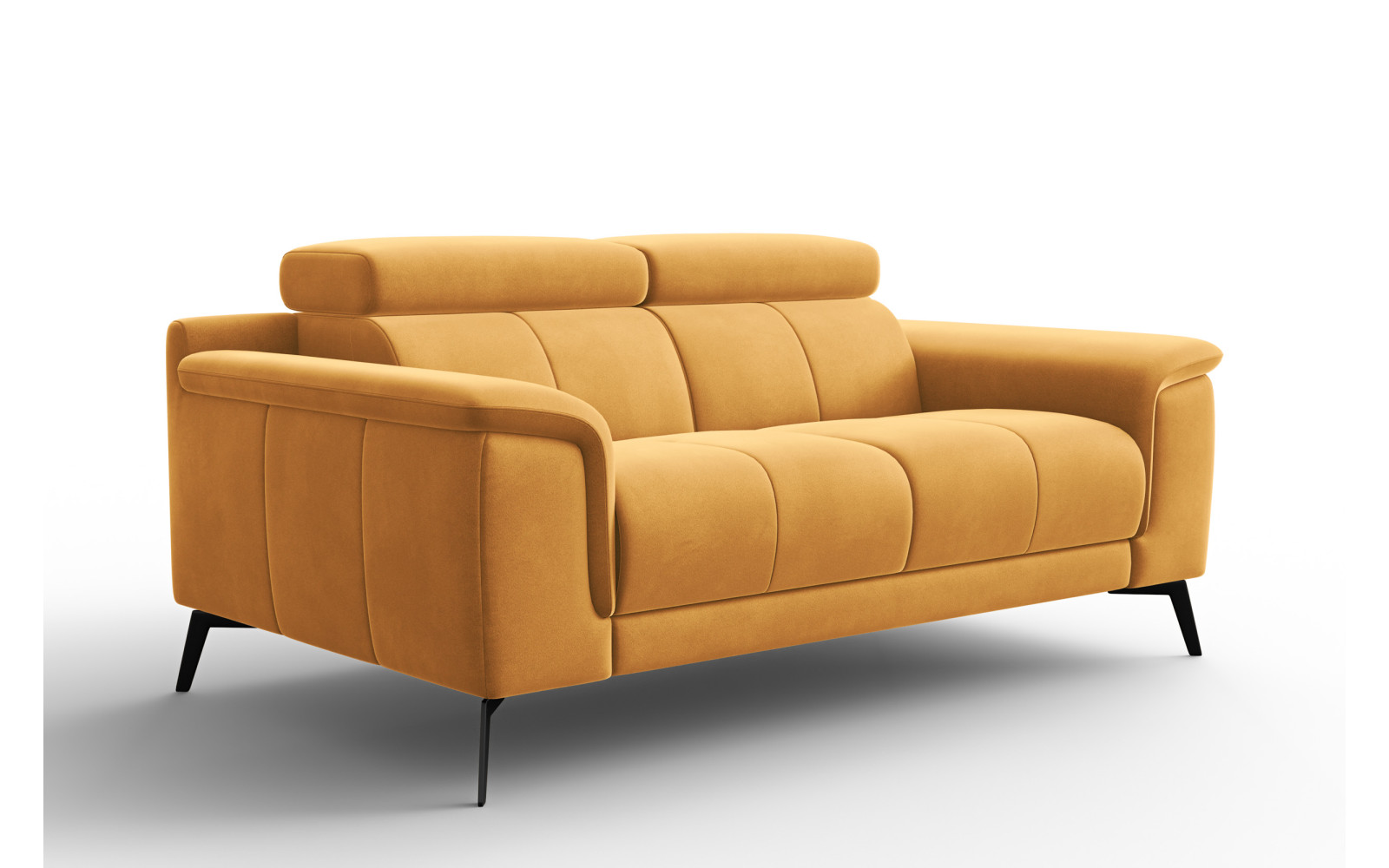 Canapé 2 places FIERO, tissu velours jaune