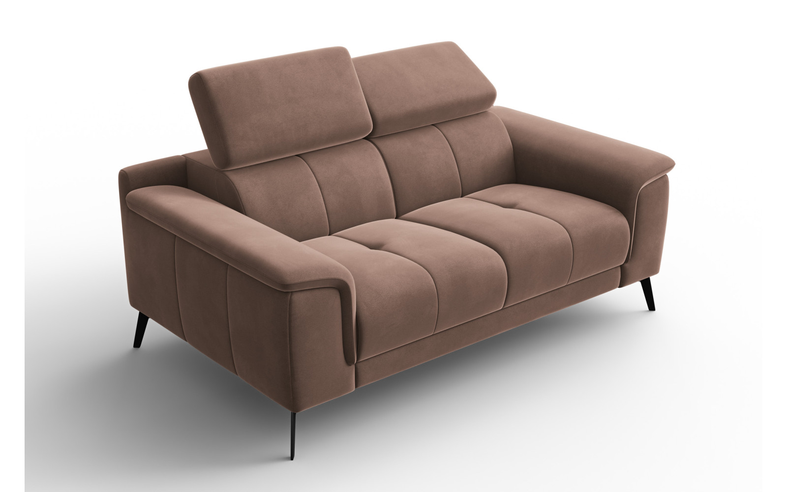 Canapé 2 places FIERO, tissu velours marron