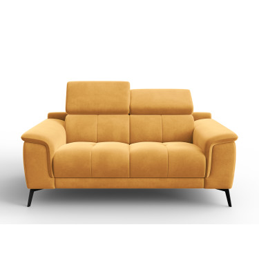 Canapé 2 places FIERO, tissu velours jaune