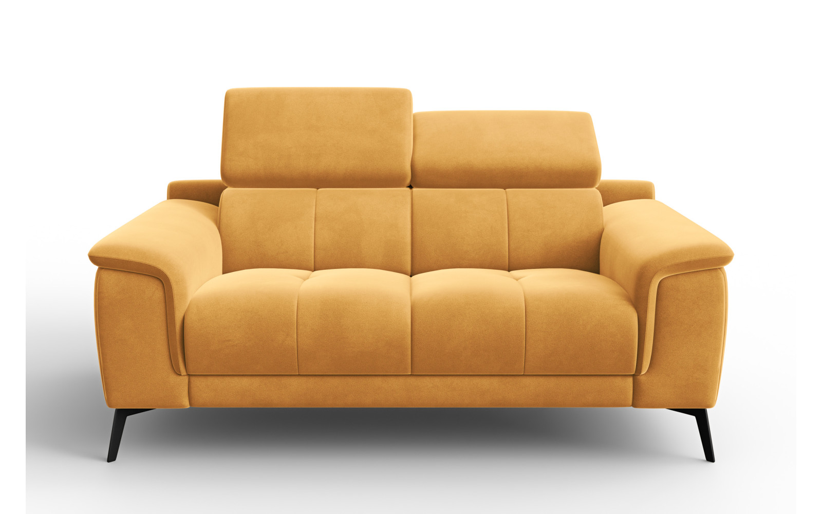 Canapé 2 places FIERO, tissu velours jaune
