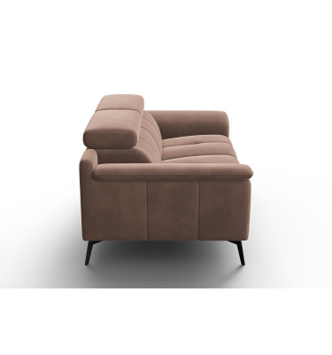 Canapé 2 places FIERO, tissu velours marron