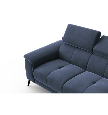 Canapé 2 places FIERO, tissu velours bleu marine