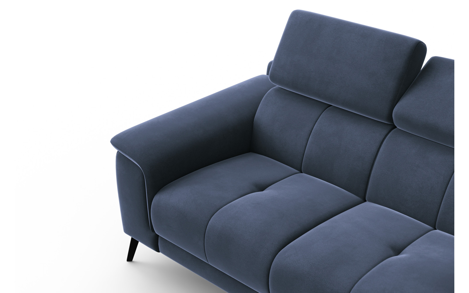 Canapé 2 places FIERO, tissu velours bleu marine