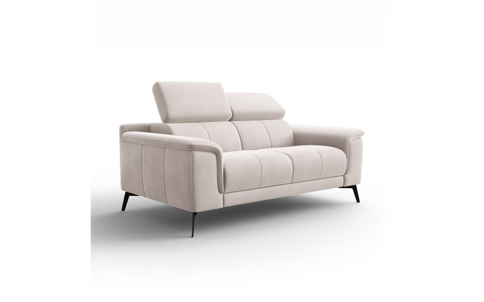 Canapé 2 places FIERO, tissu velours beige