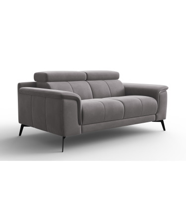 Canapé 2 places FIERO, tissu velours gris foncé