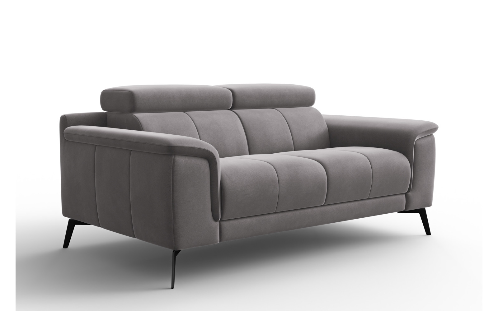 Canapé 2 places FIERO, tissu velours gris foncé