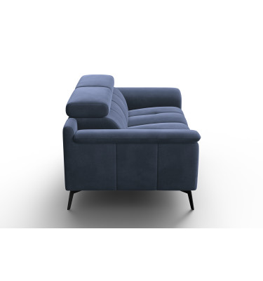 Canapé 2 places FIERO, tissu velours bleu marine