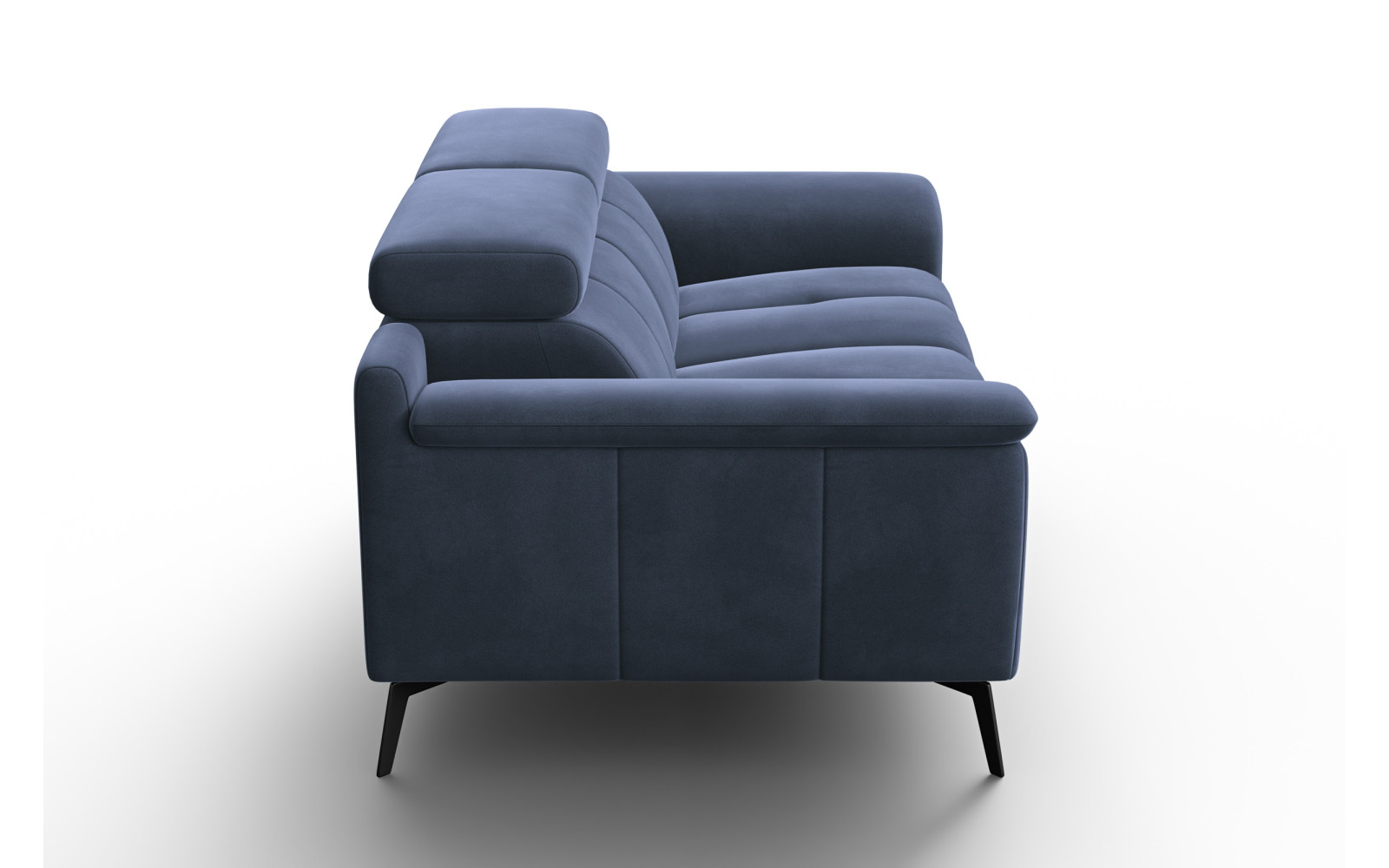 Canapé 2 places FIERO, tissu velours bleu marine