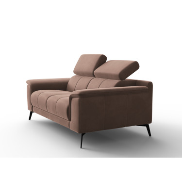 Canapé 2 places FIERO, tissu velours marron