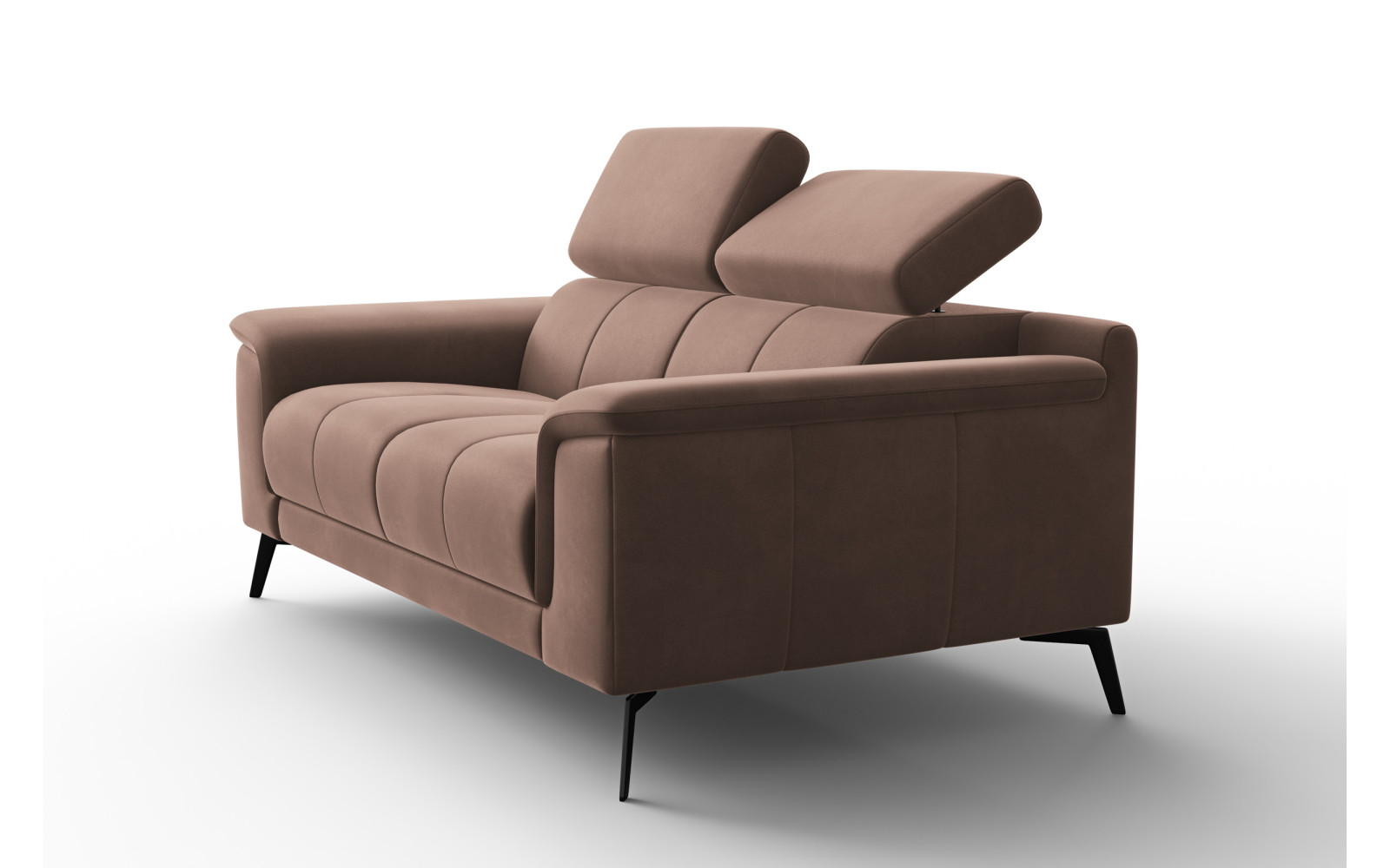 Canapé 2 places FIERO, tissu velours marron
