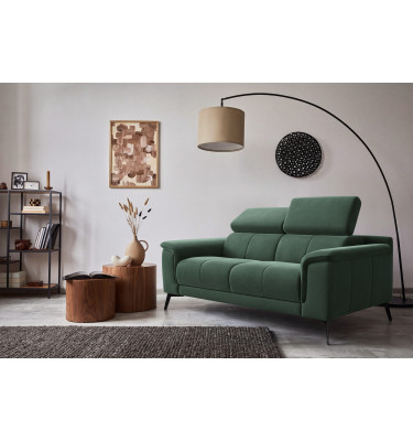 Canapé 2 places FIERO, tissu velours vert