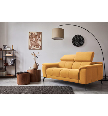 Canapé 2 places FIERO, tissu velours jaune