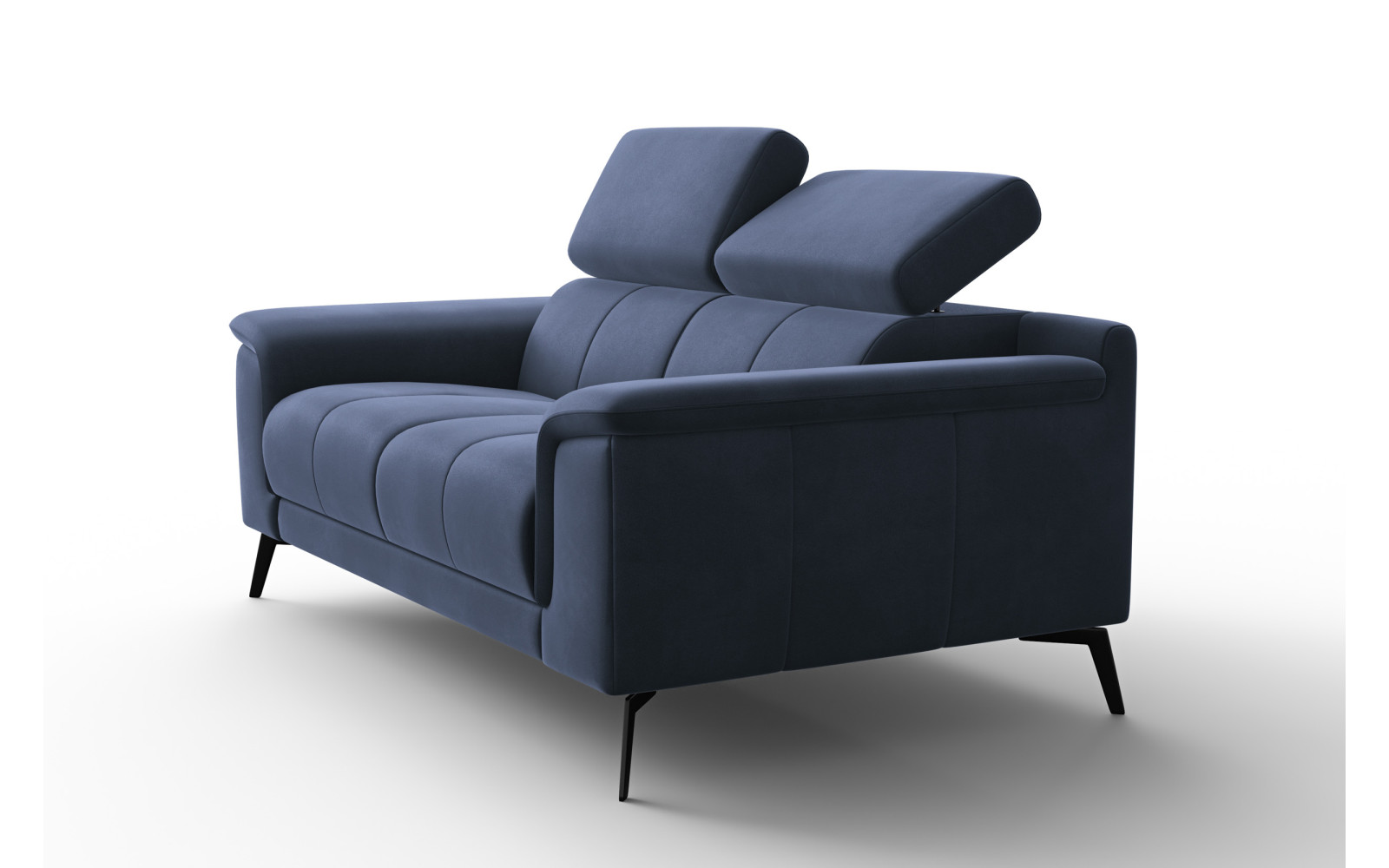Canapé 2 places FIERO, tissu velours bleu marine