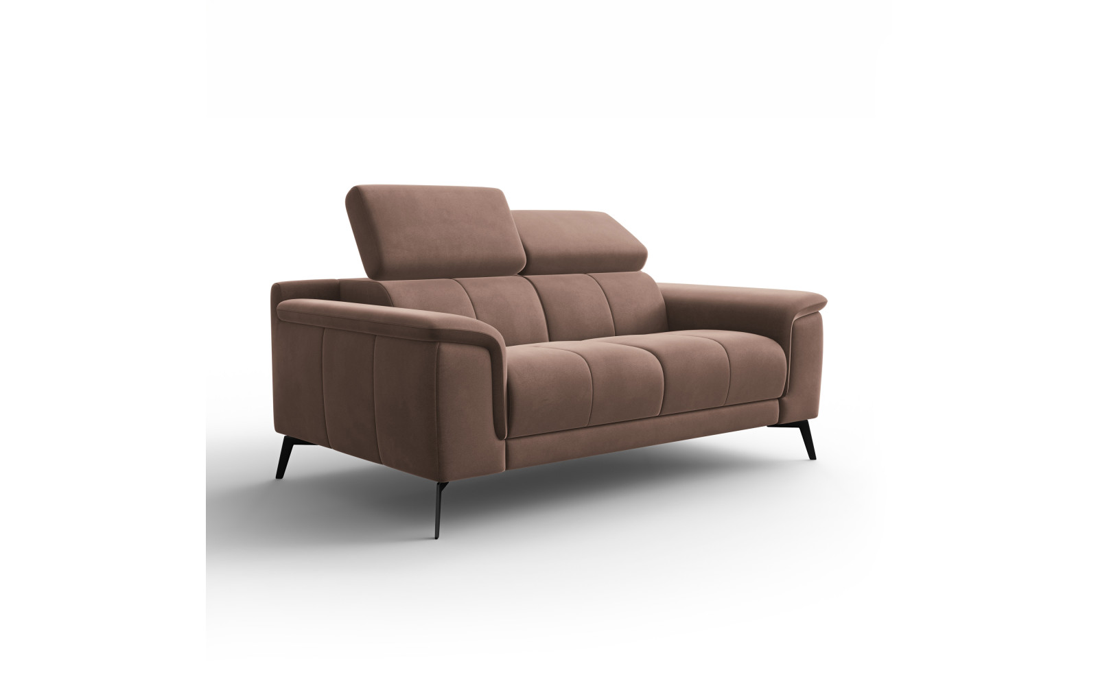 Canapé 2 places FIERO, tissu velours marron
