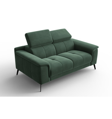 Canapé 2 places FIERO, tissu velours vert