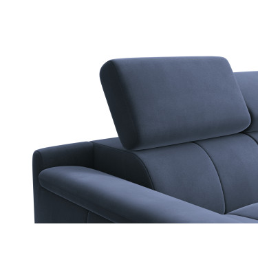 Canapé 2 places FIERO, tissu velours bleu marine